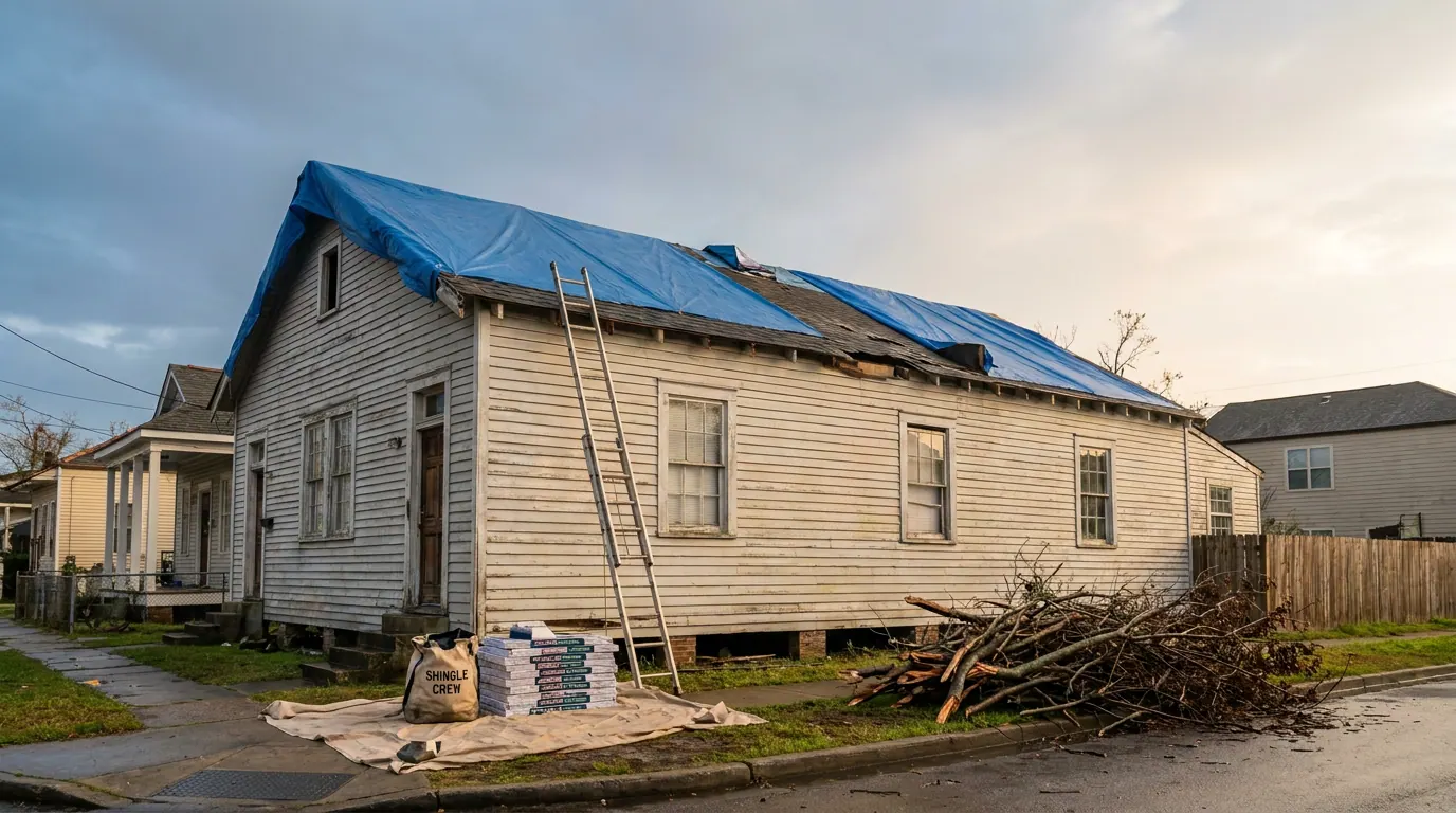 Storm Damage Restoration contractor in Greater New Orleans — Clear Home installing a residential roof